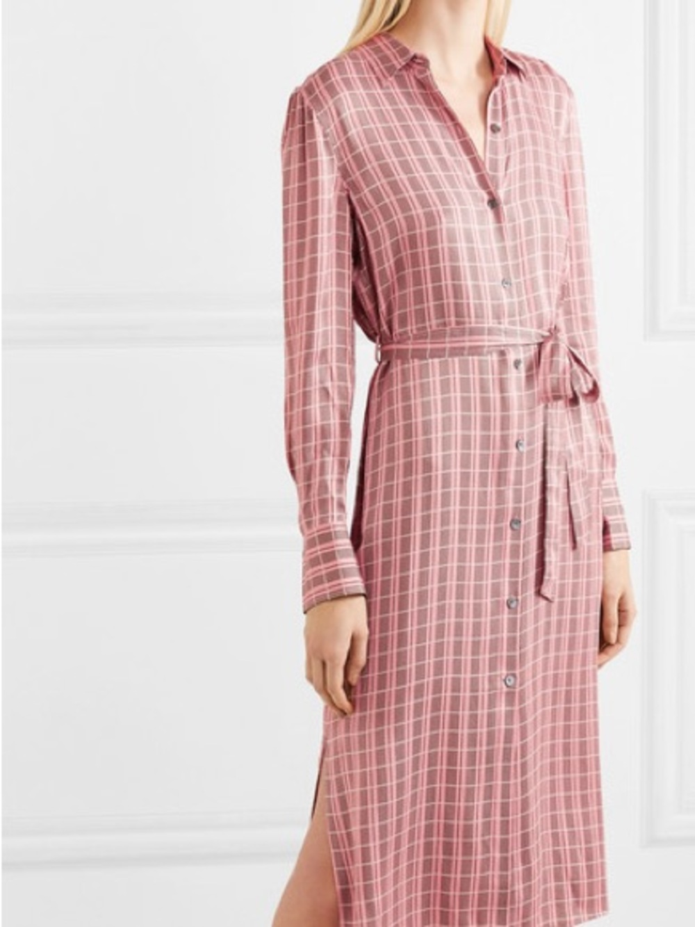 Equipment Pink Plaid Collared Blouse